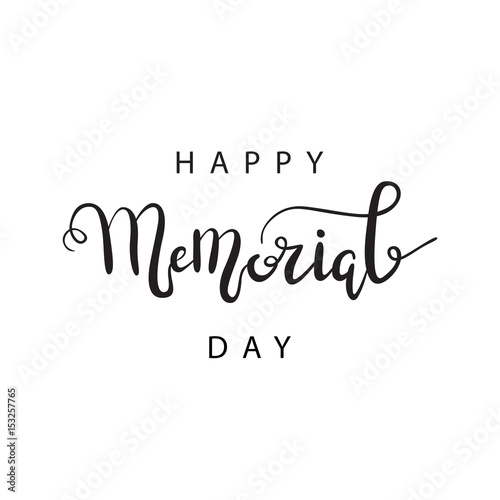 Vector isolated handwritten lettering for Memorial Day on white background. Vector calligraphy for greeting card, decoration and covering. Concept of Happy Memorial Day.