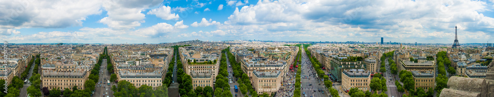 Panorama view Arc de Triomphe triumph Paris France Eiffel Tower