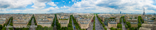 Panorama view Arc de Triomphe triumph Paris France Eiffel Tower