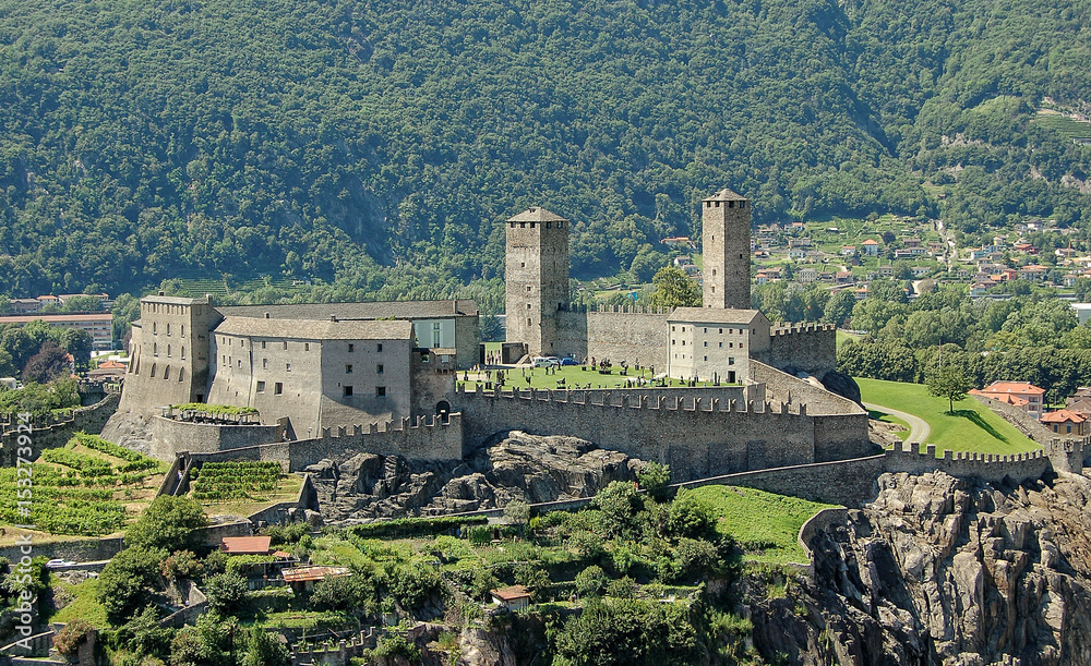 Castelgrande is a medieval castle dating from 13th century on a rocky hilltop - Bellinzona, Switzerland