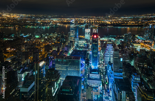 New York Night Panorama of Brooklyn and Mid-Manhattan, USA