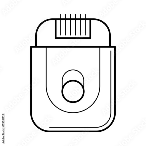 Electric razor for simple smooth shaving, easy depilation. Beauty and body care concept, line art object isolated on white background. Vector illustration