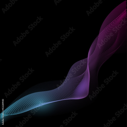Abstract Digital Background with GlowingParticle Waves. Internet or Technology Illustration
