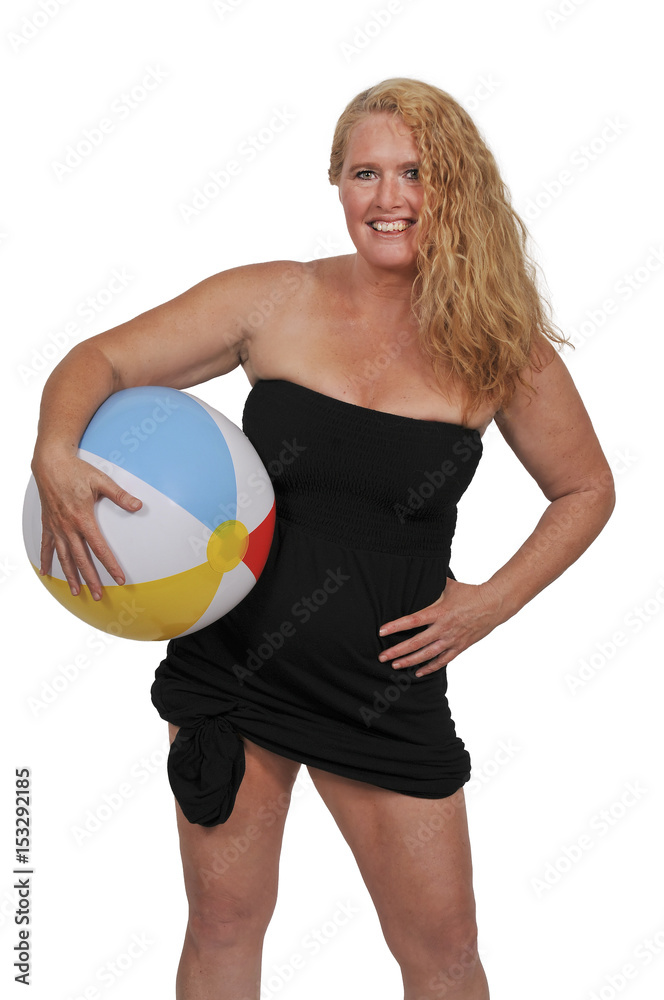 Woman Holding Beach Ball