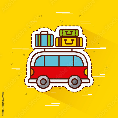 bus with travel related icons image vector illustration design