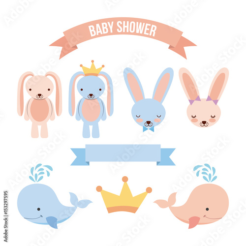 baby shower related icons set design