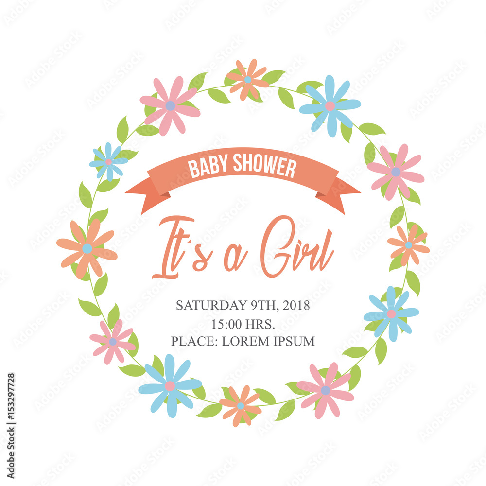 its a girl baby shower related icons image vector illustration design