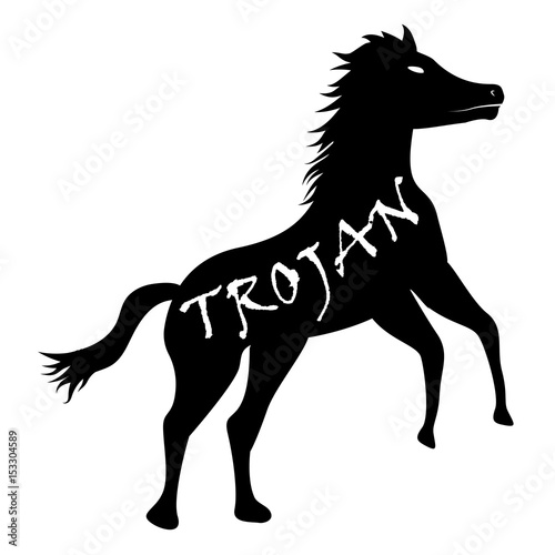 black trojan horse computer virus icon vector