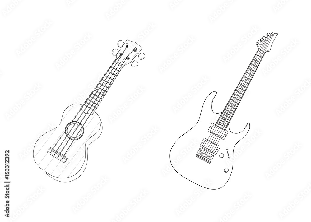 Fototapeta premium electric guitar and ukulele lines
