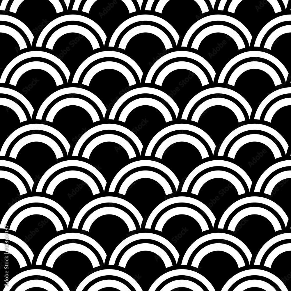 Seamless antique palette simple art deco wave scales pattern vector. Seamless Art-Deco Vintage Pattern