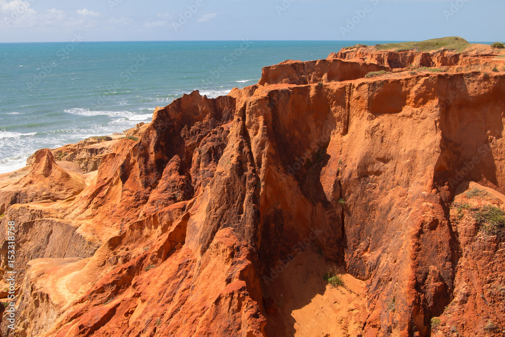 Cliff and beach at Morro Branco, Brazil