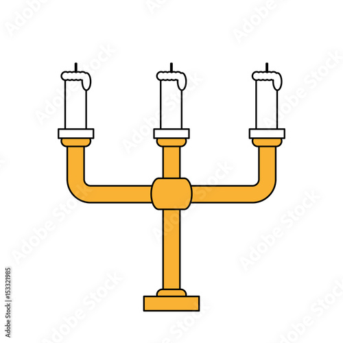 color silhouette image candlestick with base and candles vector illustration