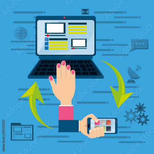 people interacting with the internet, vector illustration