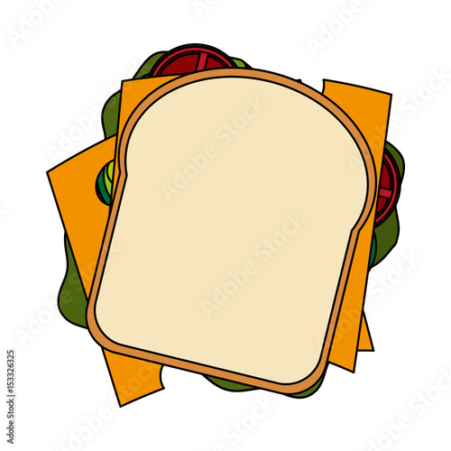 color image cartoon top view closeup bread sandwich vector illustration