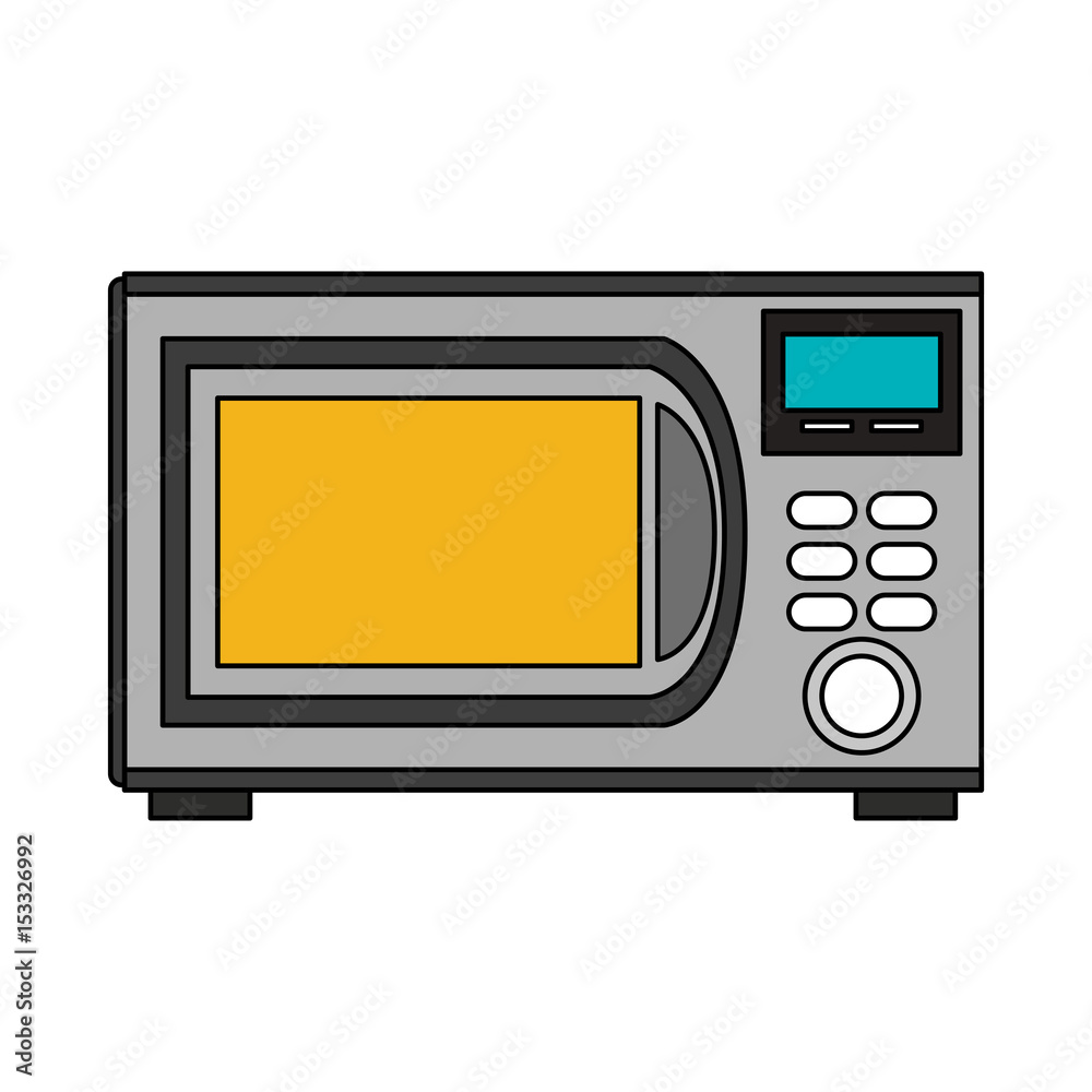 color image cartoon microwave oven element kitchen vector illustration  Stock Vector | Adobe Stock
