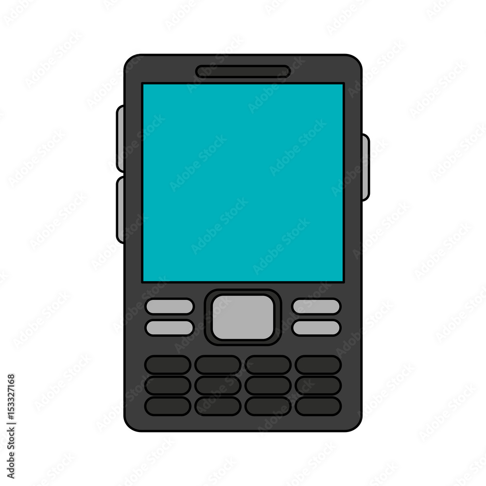 color image cartoon cell phone device with buttons vector illustration color image cartoon cell phone device with buttons vector illustration