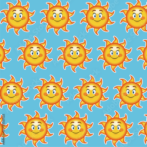 happy funny sun smile wallpaper pattern cartoon image vector illustration
