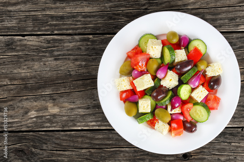 fresh Greek salad with ripe vegetables