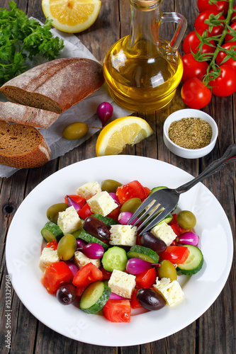 vegetable greek salad with feta cheese