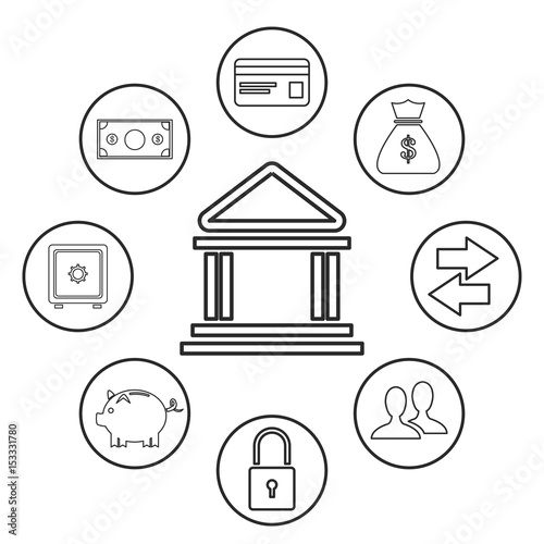 bank building money security trasnfer online outline vector illustration photo