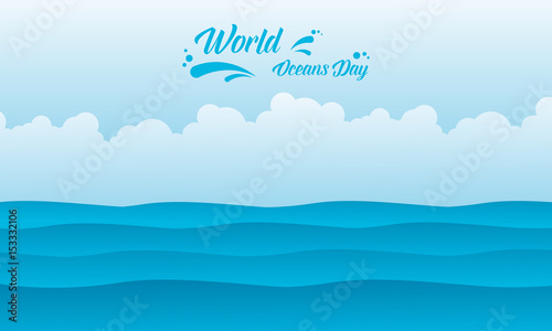 Background ocean day vector flat