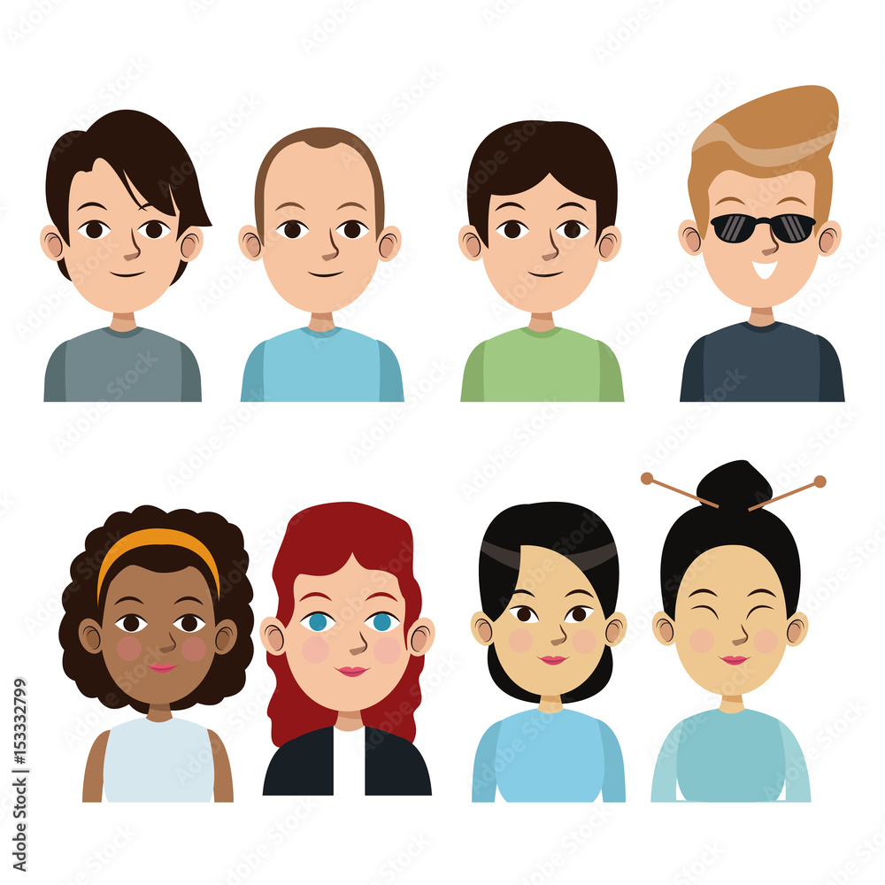 cartoon people boys and girls together community vector illustration