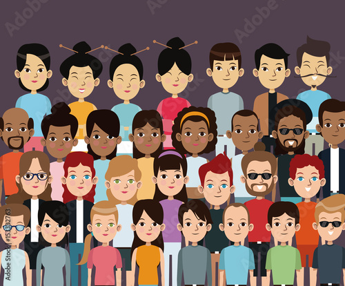 character people multiethnic community portrait vector illustration