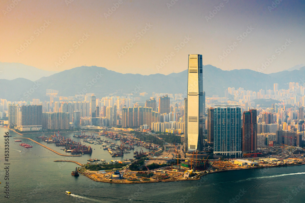 Fototapeta premium Hong Kong skyline and victoria harbour View from Victoria Peak,Hon Kong.