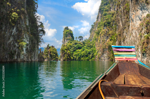 Three rocks in Cheow Lan Lake  Khao Sok National Park  Thailand.