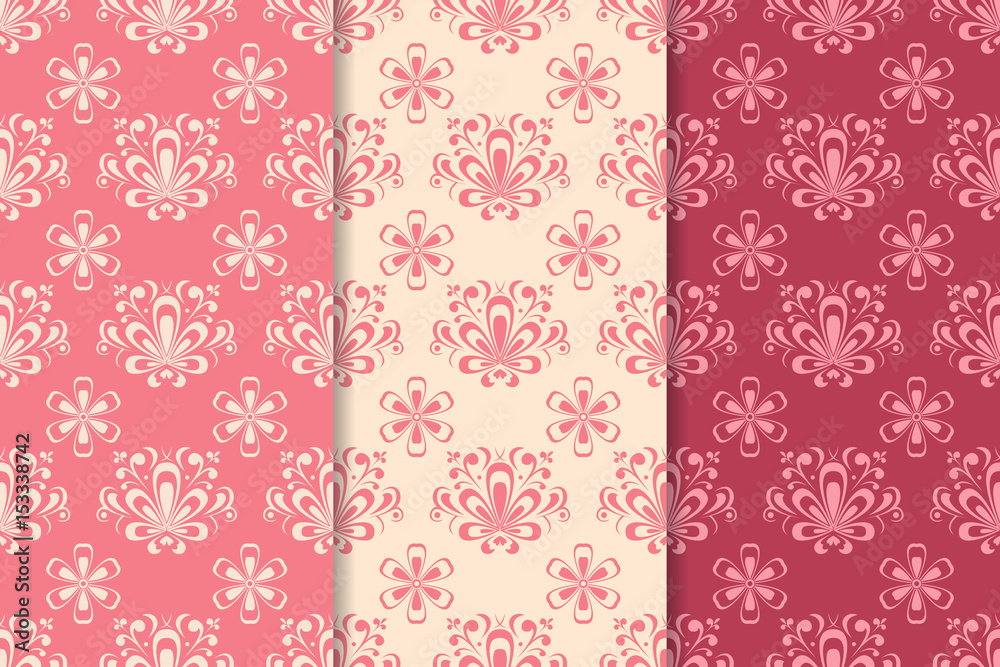 Floral seamless pattern. Red set Floral seamless pattern. Red set