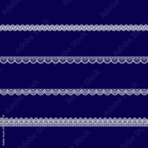 set of white lace ribbons