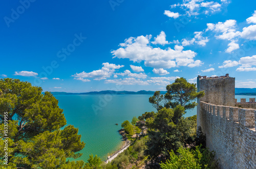 Fototapeta Naklejka Na Ścianę i Meble -  Castiglione del Lago (Umbria) - A medieval town with a big castle in historic center, beside Trasimeno lake, central Italy