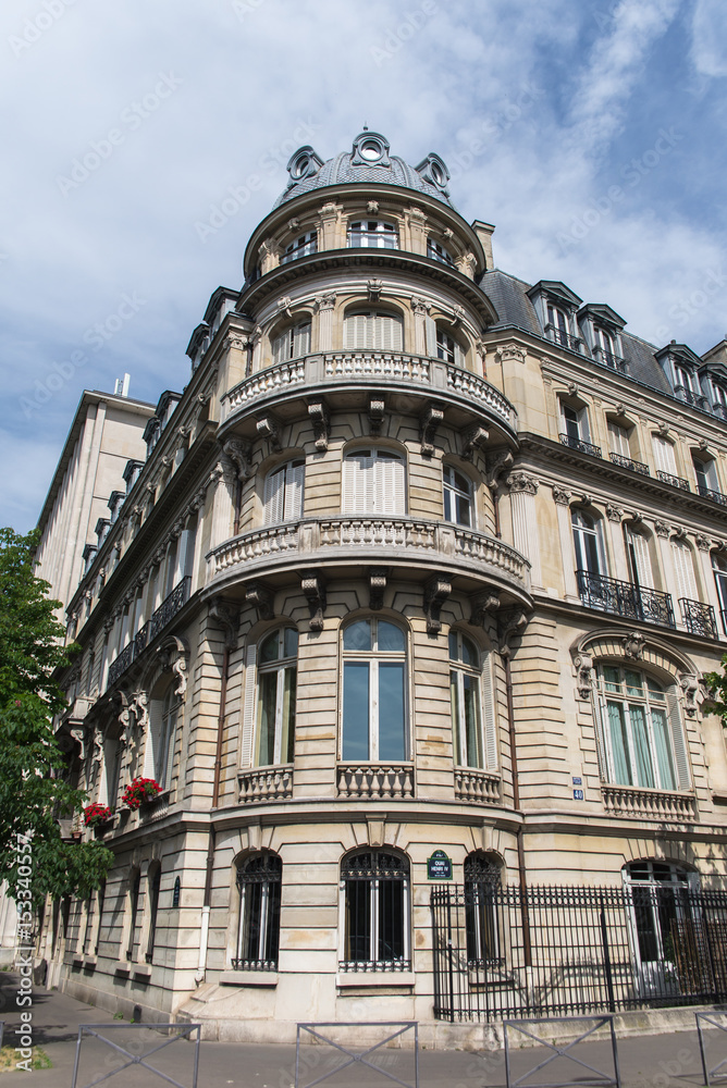 Paris, typical facade of building quai Henri IV, on the Seine