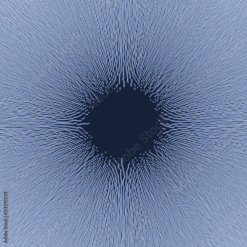 Array with Dynamic Particles. 3D Technology Style. Abstract Background. Vector Illustration.