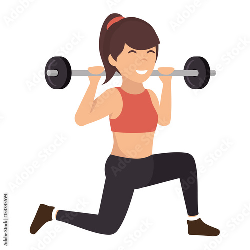 Athletic woman lifting weights vector illustration design