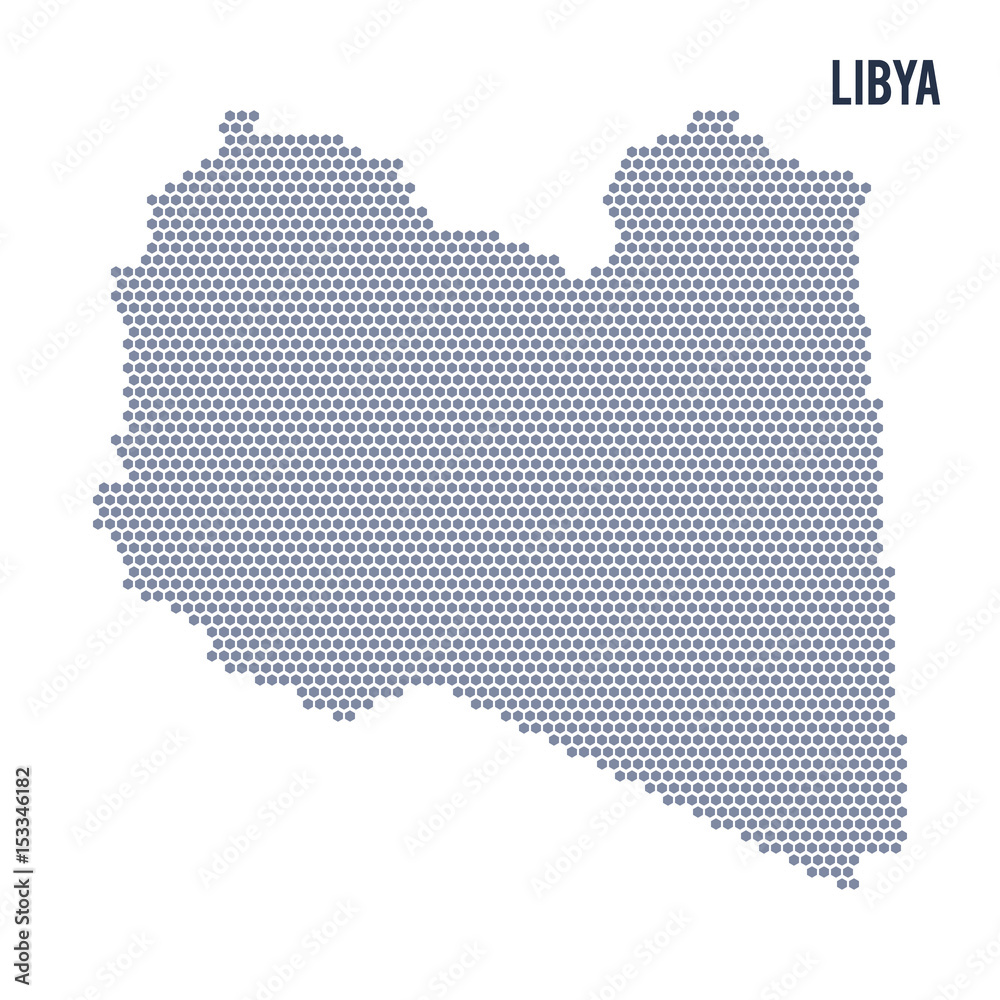 Vector hexagon map of Libya on a white background