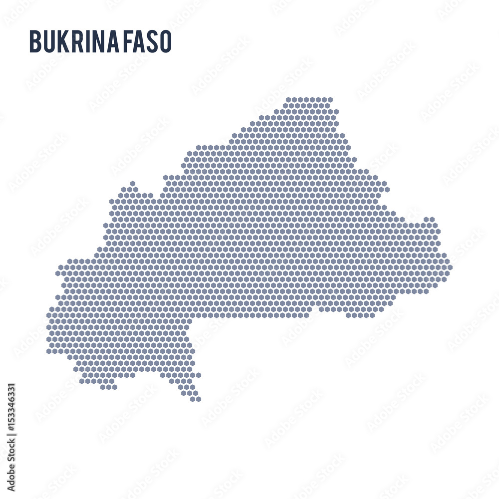 Vector hexagon map of Bukina Faso on a white background
