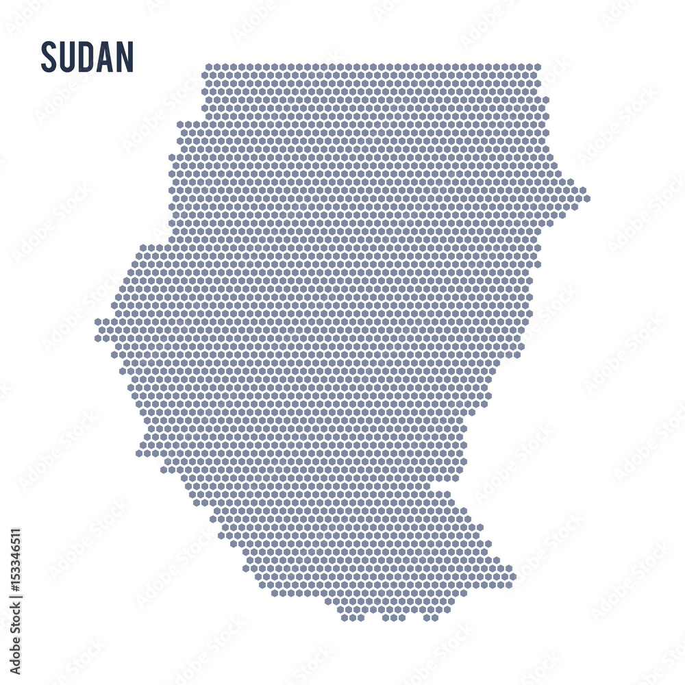 Vector hexagon map of Sudan on a white background