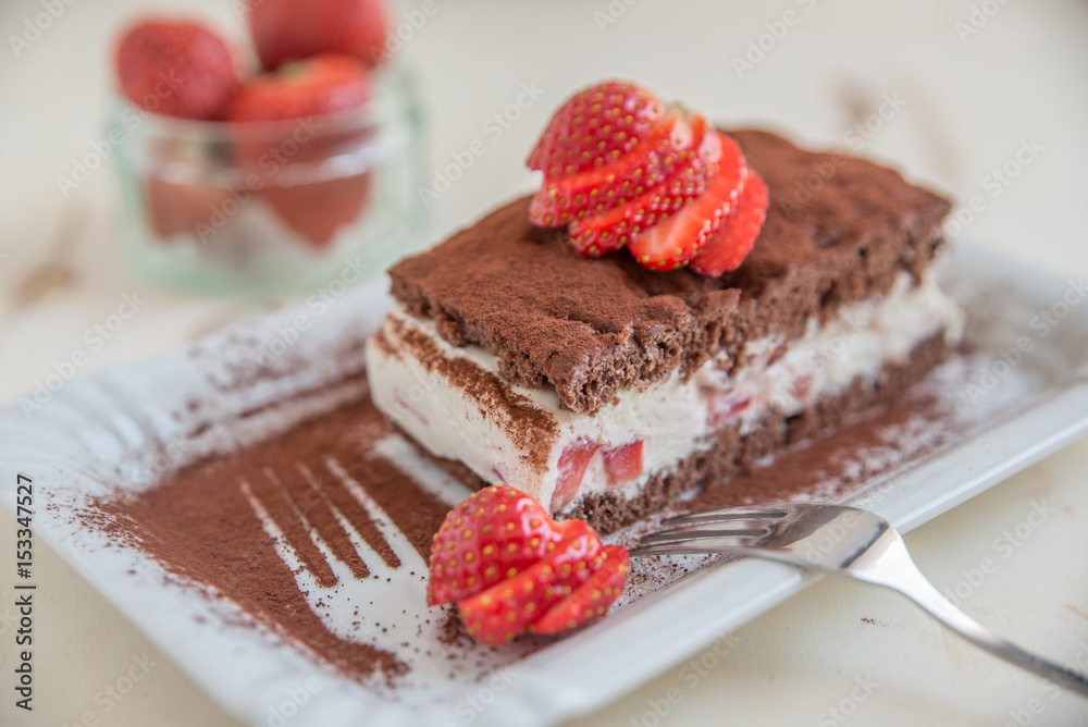 Erdbeer Quark Schoko Schnitte Stock Photo | Adobe Stock