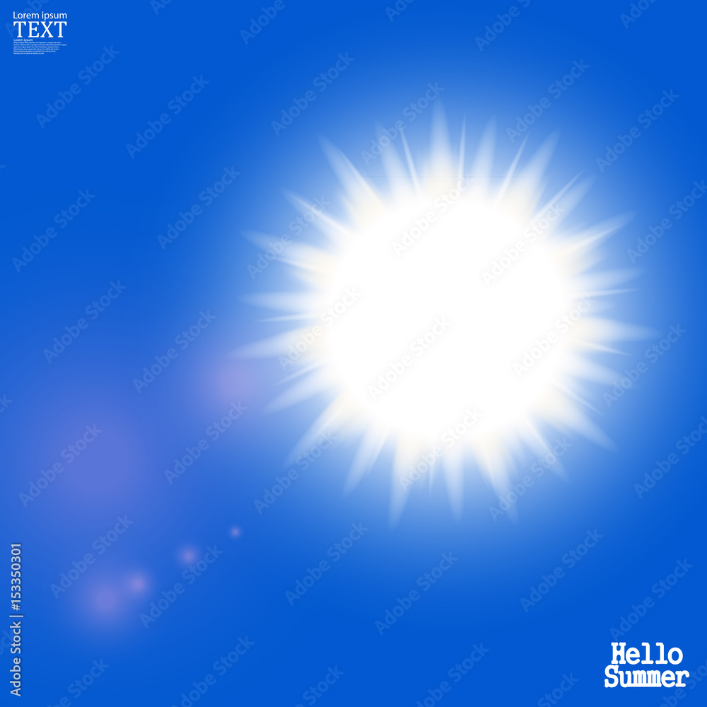 Sun with lens flare, vector background