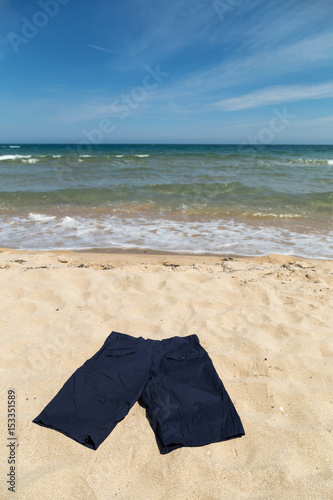 Blue pants on the beach
