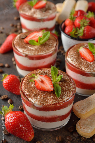 Strawberry dessert tiramisu