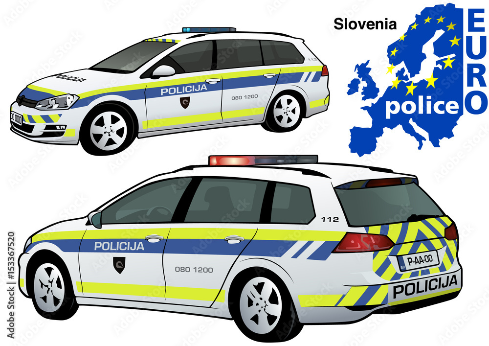 Slovenia Police Car - Colored Illustration from Series Euro police, Vector  Stock Vector | Adobe Stock