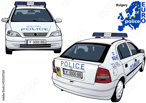 Bulgary Police Car - Colored Illustration from Series Euro police, Vector