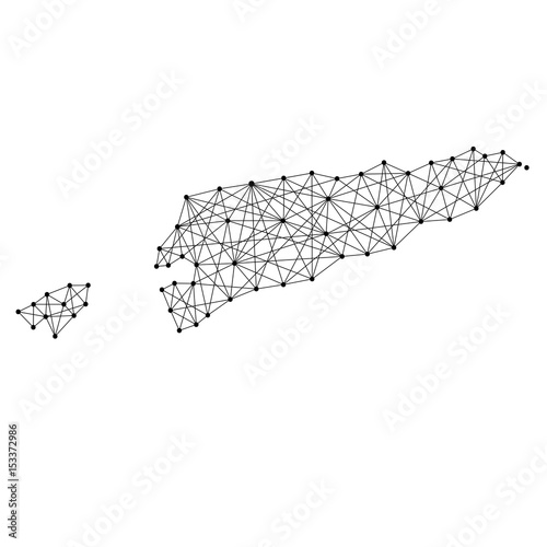 Map of East Timor from polygonal black lines and dots of vector illustration