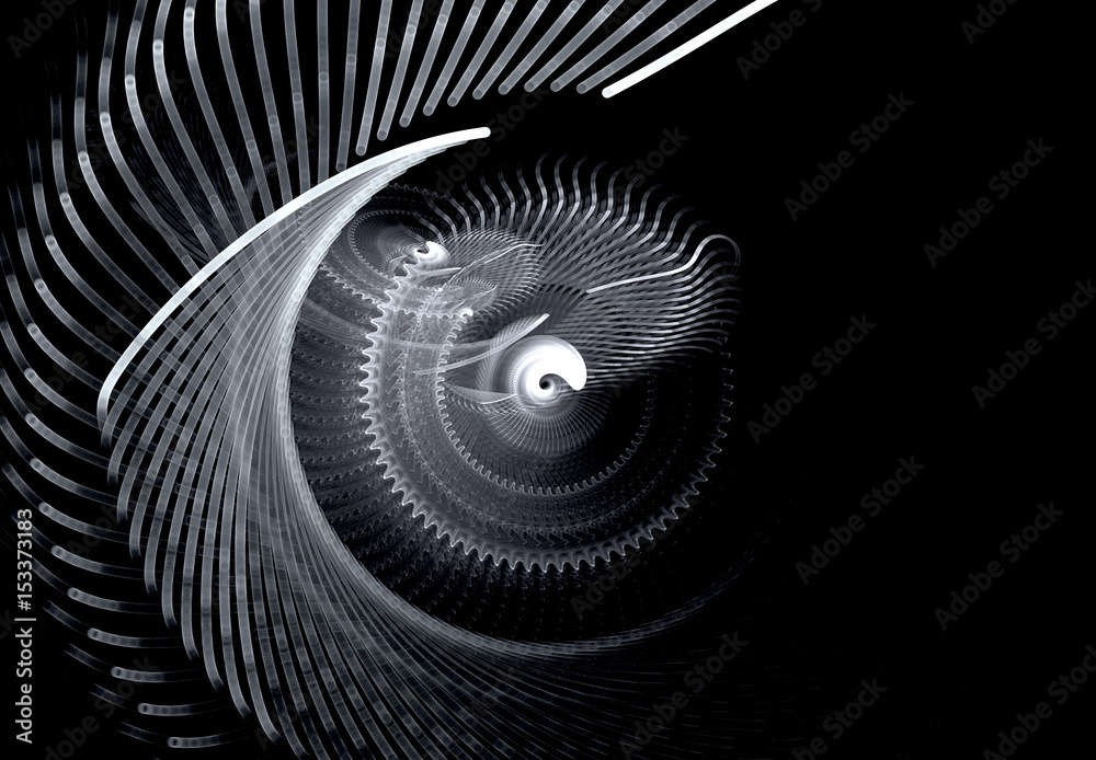 Fototapeta premium Monochrome screwdriving rotating abstract fractal