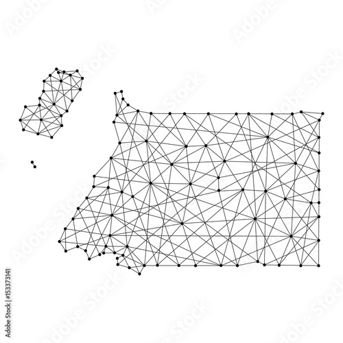 Map of Equatorial Guinea from polygonal black lines and dots of vector illustration