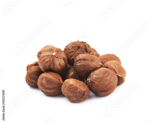 Pile of hazelnuts isolated