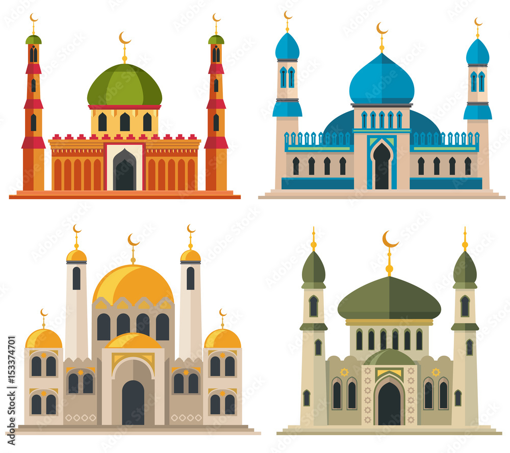 Arabic muslim mosques and minarets
