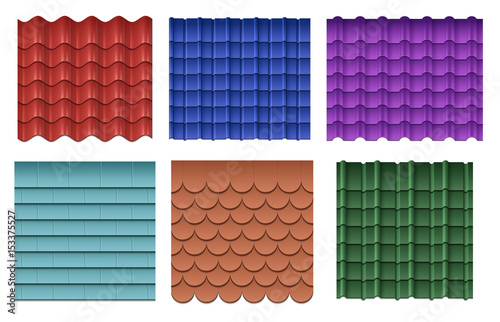 Roof tiles. Roofing materials vector set